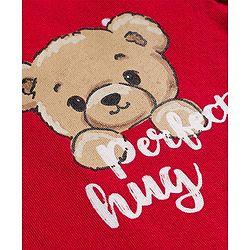 Babyhug 100% Cotton Knit Full Sleeves T-Shirts with Front & Back Bear Print & Frill Detailing - Red