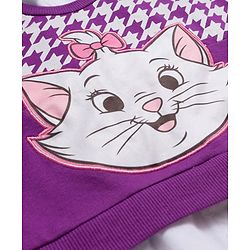 Babyhug Disney Terry Knit Full Sleeves Drop Shoulder Sweatshirt with Attached Inner Shirt & Marie Graphics - Purple