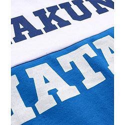 Babyhug Disney Terry Knit Drop Shoulder Cut & Sew Sweatshirt with Lion King Graphics and Quiltted Kangaroo Pocket - Blue & White