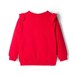 Babyhug Disney Terry Knit Full Sleeves Sweatshirt With Minnie Mouse Badge Detailing and Frill Detailing - Red
