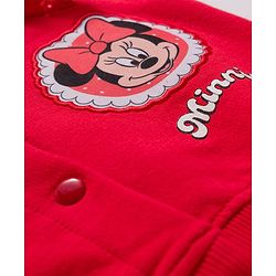 Babyhug Disney Terry Knit Full Sleeves Sweatshirt With Minnie Mouse Badge Detailing and Frill Detailing - Red