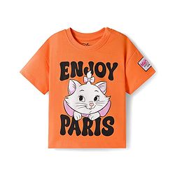 Babyhug Disney Single Jersey Knit Half Sleeves T-Shirt and Leggings with Marrie Graphic Badge Detailing - Orange & Black