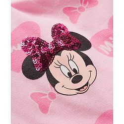 Babyhug Terry Knit Drop Shoulder Full Sleeves Hooded SweatJacket & Lounge Pant Set with T-Shirt Minnie & Friends Graphic - Pink