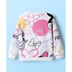 Babyhug Disney Terry Knit Drop Shoulder Full Sleeves Sweatshirt & Track Pant Set with Badge Detailing Minnie & Friends Graphic - Pink & White (Design May Vary)
