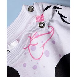 Babyhug Disney Terry Knit Drop Shoulder Full Sleeves Sweatshirt & Track Pant Set with Badge Detailing Minnie & Friends Graphic - Pink & White (Design May Vary)