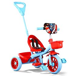 Babyhug Marvel Avengers Captain America Kids Tricycle with Parental Handle- Blue & Red| Antislip Pedals| Puncture Proof Wheels| Easy Assembling| Foldable Footrest| Toy for 2 to 5 year| Gifting Option