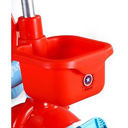 Babyhug Marvel Avengers Captain America Kids Tricycle with Parental Handle- Blue & Red| Antislip Pedals| Puncture Proof Wheels| Easy Assembling| Foldable Footrest| Toy for 2 to 5 year| Gifting Option
