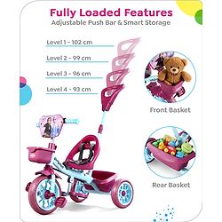 Babyhug Disney Mickey Kids Tricycle with Parental Push Handle- Red & Black| Antislip Pedals| Puncture Proof Wheels| Easy Assembling| Foldable Footrest| Toy for 2 to 5 year| Gifting Option