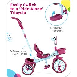 Babyhug Disney Mickey Kids Tricycle with Parental Push Handle- Red & Black| Antislip Pedals| Puncture Proof Wheels| Easy Assembling| Foldable Footrest| Toy for 2 to 5 year| Gifting Option