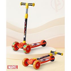 Babyhug Marvel Spider Man Kids 3 Wheel Scooter with Attractive Led Wheels|Compact Fold| Lean-to-Steer| Gifting Option| Physical Activity - Red & Blue
