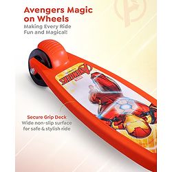Babyhug Marvel Spider Man Kids 3 Wheel Scooter with Attractive Led Wheels|Compact Fold| Lean-to-Steer| Gifting Option| Physical Activity - Red & Blue
