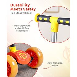 Babyhug Marvel Spider Man Kids 3 Wheel Scooter with Attractive Led Wheels|Compact Fold| Lean-to-Steer| Gifting Option| Physical Activity - Red & Blue