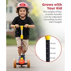 Babyhug Marvel Spider Man Kids 3 Wheel Scooter with Attractive Led Wheels|Compact Fold| Lean-to-Steer| Gifting Option| Physical Activity - Red & Blue