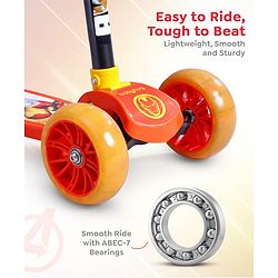 Babyhug Marvel Spider Man Kids 3 Wheel Scooter with Attractive Led Wheels|Compact Fold| Lean-to-Steer| Gifting Option| Physical Activity - Red & Blue