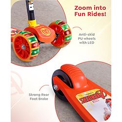 Babyhug Marvel Spider Man Kids 3 Wheel Scooter with Attractive Led Wheels|Compact Fold| Lean-to-Steer| Gifting Option| Physical Activity - Red & Blue