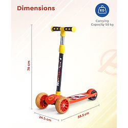 Babyhug Marvel Spider Man Kids 3 Wheel Scooter with Attractive Led Wheels|Compact Fold| Lean-to-Steer| Gifting Option| Physical Activity - Red & Blue