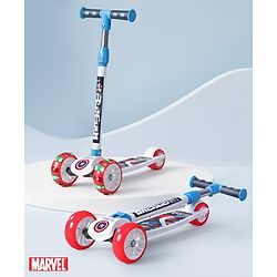 Babyhug Marvel Spider Man Kids 3 Wheel Scooter with Attractive Led Wheels|Compact Fold| Lean-to-Steer| Gifting Option| Physical Activity - Red & Blue