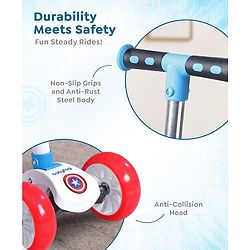 Babyhug Marvel Spider Man Kids 3 Wheel Scooter with Attractive Led Wheels|Compact Fold| Lean-to-Steer| Gifting Option| Physical Activity - Red & Blue