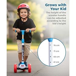 Babyhug Marvel Spider Man Kids 3 Wheel Scooter with Attractive Led Wheels|Compact Fold| Lean-to-Steer| Gifting Option| Physical Activity - Red & Blue