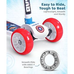 Babyhug Marvel Spider Man Kids 3 Wheel Scooter with Attractive Led Wheels|Compact Fold| Lean-to-Steer| Gifting Option| Physical Activity - Red & Blue
