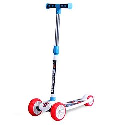 Babyhug Marvel Spider Man Kids 3 Wheel Scooter with Attractive Led Wheels|Compact Fold| Lean-to-Steer| Gifting Option| Physical Activity - Red & Blue