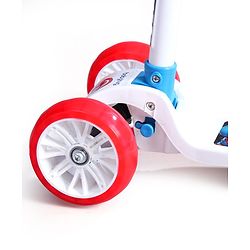 Babyhug Marvel Spider Man Kids 3 Wheel Scooter with Attractive Led Wheels|Compact Fold| Lean-to-Steer| Gifting Option| Physical Activity - Red & Blue