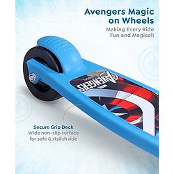 Babyhug Marvel Spider Man Kids 3 Wheel Scooter with Attractive Led Wheels|Compact Fold| Lean-to-Steer| Gifting Option| Physical Activity - Red & Blue