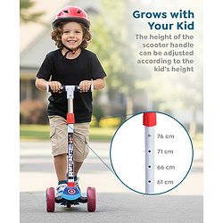 Babyhug Marvel Spider Man Kids 3 Wheel Scooter with Attractive Led Wheels|Compact Fold| Lean-to-Steer| Gifting Option| Physical Activity - Red & Blue