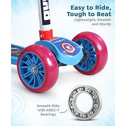 Babyhug Marvel Spider Man Kids 3 Wheel Scooter with Attractive Led Wheels|Compact Fold| Lean-to-Steer| Gifting Option| Physical Activity - Red & Blue