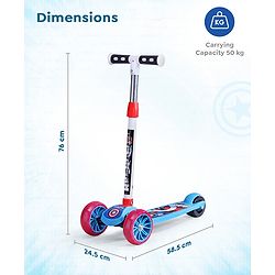 Babyhug Marvel Spider Man Kids 3 Wheel Scooter with Attractive Led Wheels|Compact Fold| Lean-to-Steer| Gifting Option| Physical Activity - Red & Blue