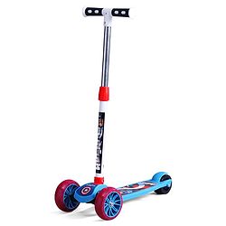 Babyhug Marvel Spider Man Kids 3 Wheel Scooter with Attractive Led Wheels|Compact Fold| Lean-to-Steer| Gifting Option| Physical Activity - Red & Blue
