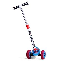 Babyhug Marvel Spider Man Kids 3 Wheel Scooter with Attractive Led Wheels|Compact Fold| Lean-to-Steer| Gifting Option| Physical Activity - Red & Blue