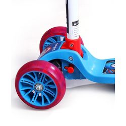 Babyhug Marvel Spider Man Kids 3 Wheel Scooter with Attractive Led Wheels|Compact Fold| Lean-to-Steer| Gifting Option| Physical Activity - Red & Blue