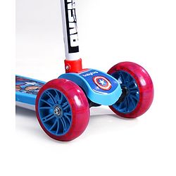 Babyhug Marvel Spider Man Kids 3 Wheel Scooter with Attractive Led Wheels|Compact Fold| Lean-to-Steer| Gifting Option| Physical Activity - Red & Blue