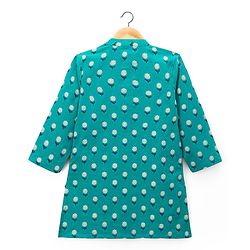 Babyhug Cambric Woven Full Sleeves Kurta Dhoti Set with Floral Print - Turquoise