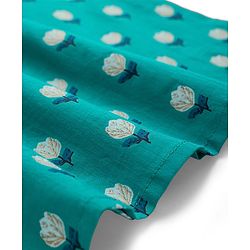 Babyhug Cambric Woven Full Sleeves Kurta Dhoti Set with Floral Print - Turquoise