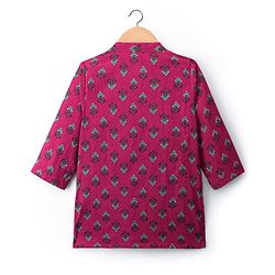 Babyhug Cambric Woven Full Sleeves Kurta Dhoti Set With Floral Print - Red & White