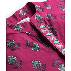 Babyhug Cambric Woven Full Sleeves Kurta Dhoti Set With Floral Print - Red & White