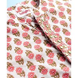 Babyhug Cambric Woven Full Sleeves Kurta Dhoti Set With Floral Print - White