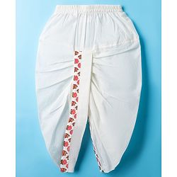 Babyhug Cambric Woven Full Sleeves Kurta Dhoti Set With Floral Print - White