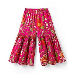 Babyhug Cambric Woven Sleeveless Kurti Palazo & Dupatta Set With Floral Print - Pink
