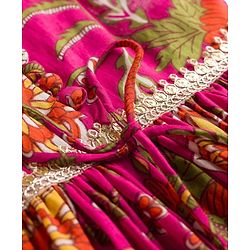 Babyhug Cambric Woven Sleeveless Kurti Palazo & Dupatta Set With Floral Print - Pink