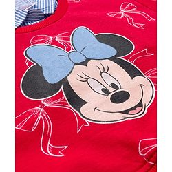 Babyhug Disney Terry Knit Drop Shoulder Full Sleeves Sweatshirt with Inner Shirt & Skirt Set with Minnie Graphics - Red