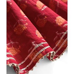 Babyhug Cambric Woven Three Fourth Sleeves Ethnic Dress with Floral Print - Rust Orange