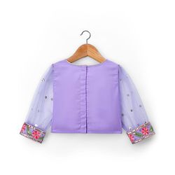 Babyhug Georgette Woven Three Fourth Sleeve Choli Lehenga & Dupatta Set with Floral Embroidery - Lavender