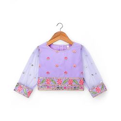 Babyhug Georgette Woven Three Fourth Sleeve Choli Lehenga & Dupatta Set with Floral Embroidery - Lavender