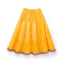Babyhug Brocade Woven Sleeveless Bandhani Printed Long Brocade Choli & Chanderi Lahenga Set with Dupatta - Red & Yellow