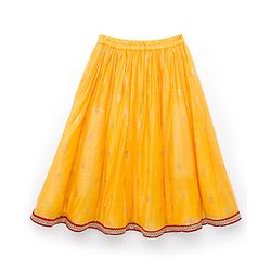 Babyhug Brocade Woven Sleeveless Bandhani Printed Long Brocade Choli & Chanderi Lahenga Set with Dupatta - Red & Yellow