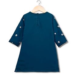 Babyhug Georgette Woven Half Sleeves Kurti Palazzo Set With Floral Embroidery & Dupatta - Navy Blue