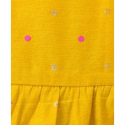 Babyhug Chanderi Woven Sleeveless Ethnic Dress  with Polka Dots & Lace Detailing - Yellow